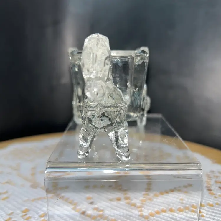 Vintage 1950's Clear Jeannette Glass Horse & Cart Candy Dish