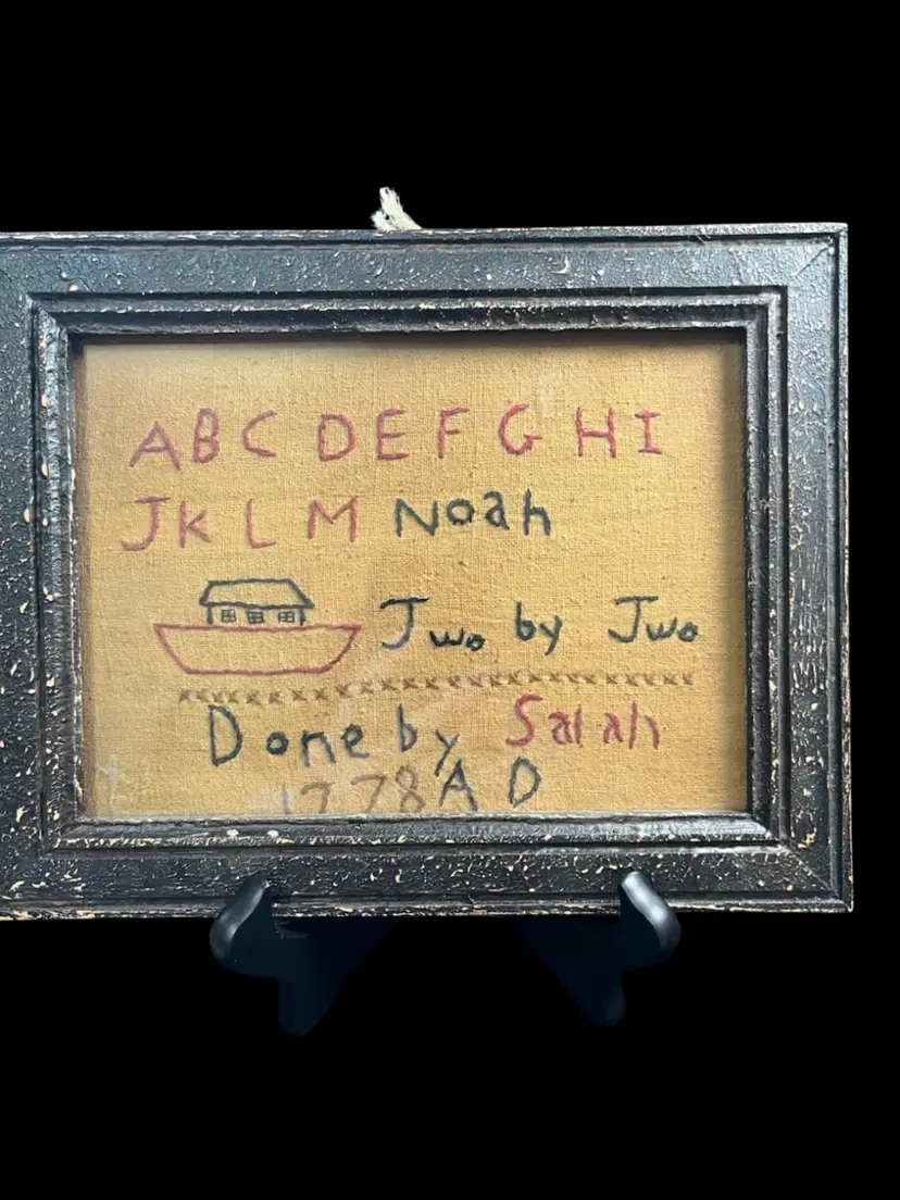 New-Made to look Primitive Embroider Sampler in Frame