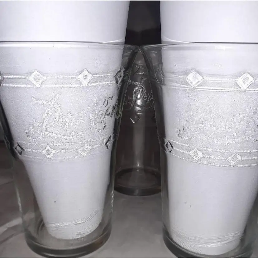 Antique Vintage Pepsi Cola fountain glasses hand etched Pepsi-Cola logo 1915 Set Of 4