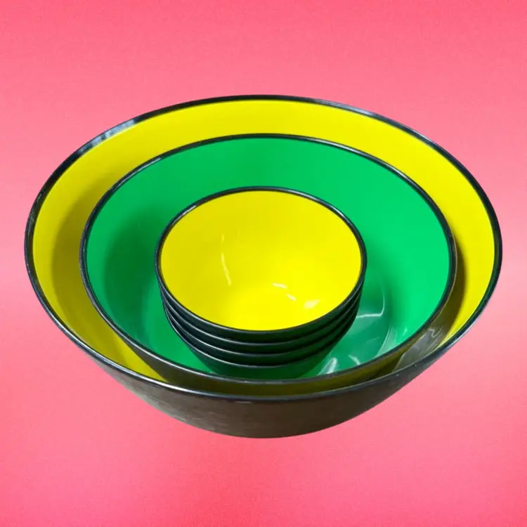 60’s Mod Swedish Sigvard Bernadotte Husqvarna Melamine Bowl Set, READ