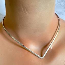 Sterling Silver Dainty V-Shape Triangular Collar Torque Choker Necklace Mexico