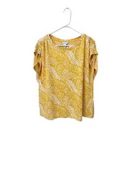 040. Liz Claiborne Yellow Floral Sleeveless Top Size XL