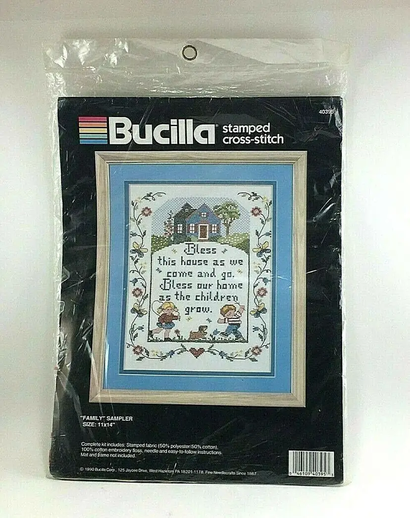 Bucilla Cross-Stitch Kit "Family" Sampler 1990 Model No. 40395