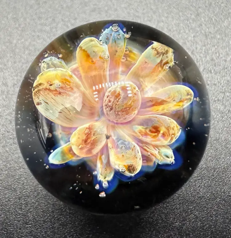 Contemporary Art Glass Marble Implosion Sea Anemone .9”
