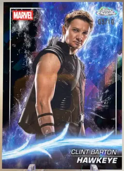 2025 Topps Chrome Marvel Studios HAWKEYE True Black Sapphire Refractor /10