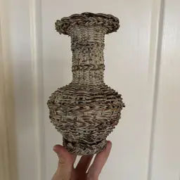 Vintage Washed Wicker Vase