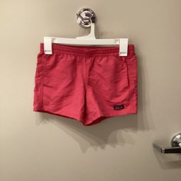 Patagonia Baggies Shorts Girl’s Large Size 12 Pink Coral 4” Inseam Unlined New
