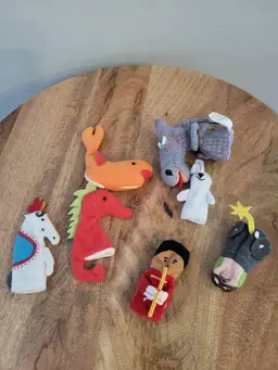 Lot Of 7  Finger Puppets Animals People Kids Toys EUC IKEA