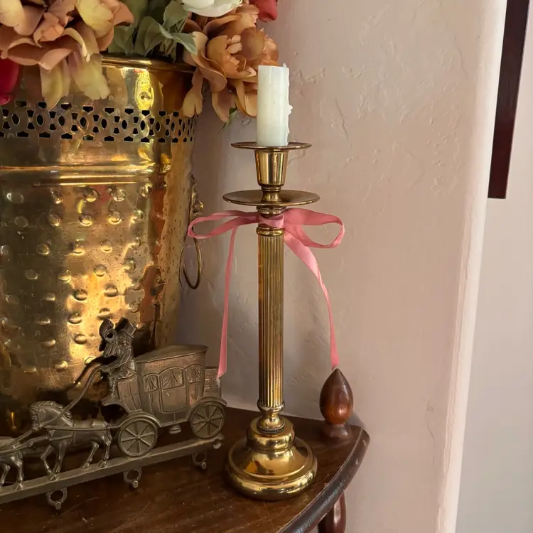 Vintage Brass Fluted Candlestick