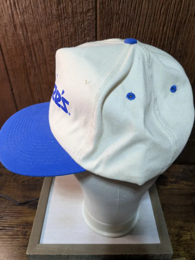 Vintage Snapback Hat Hardee's Fast Food White Blue