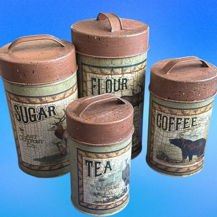 Contemporary Crackle Finish Rustic Storage Tins