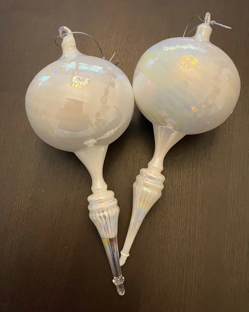 2 Regency International 10.5" Pearl Glass Bulb Finial Ornament