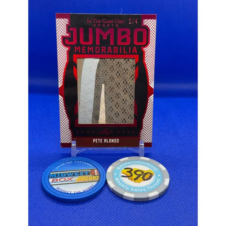 Pete Alonso - Leaf 2024 In The Game Used - New York Mets JUMBO 4-color - Red Halo /4