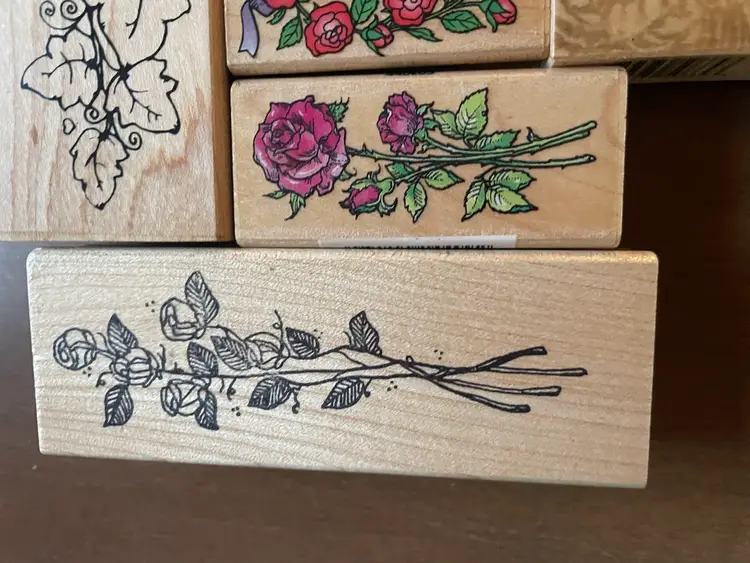 Vintage Roses Rubber Stamps - Set Of 6