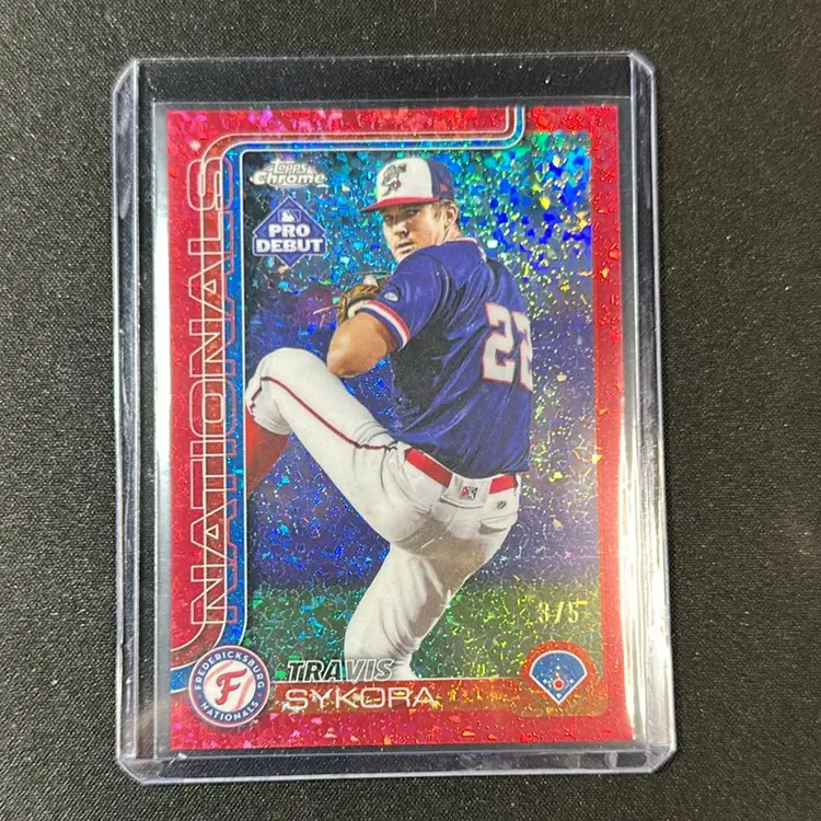 Travis Sykora 2025 Topps Pro Debut Chrome Red Speckle Refractor 3/5 Washington Nationals