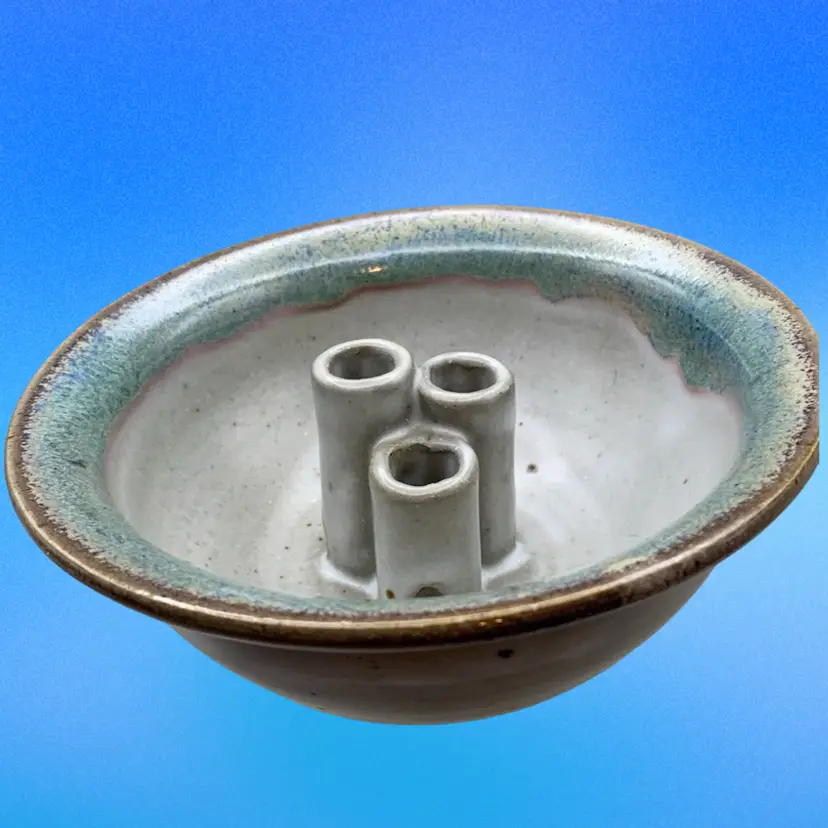 Art Pottery Bowl With Flower Frog