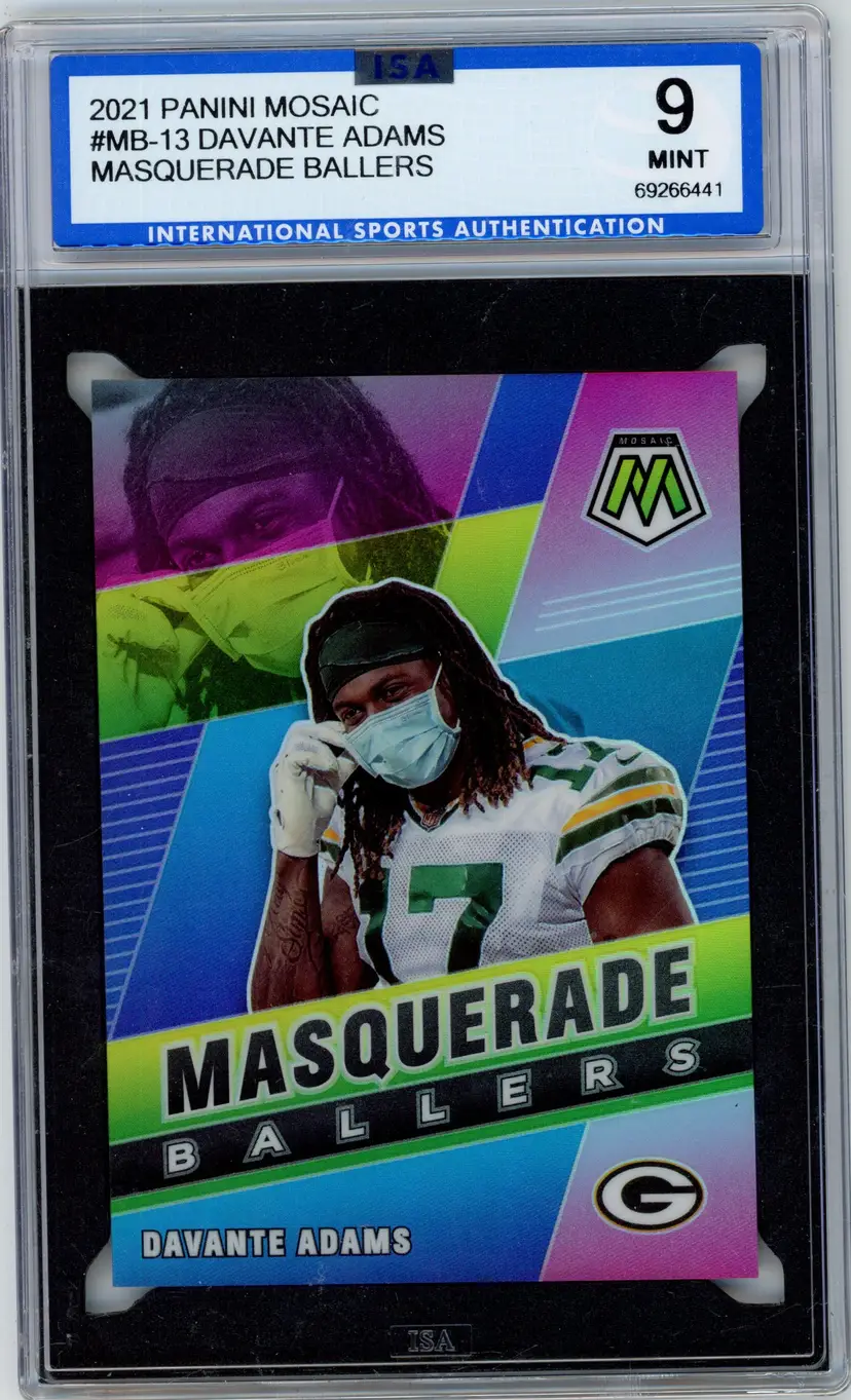 2021 Panini Mosaic DAVANTE ADAMS Masquerade Ballers #MB-13 PACKERS ISA 9 MINT
