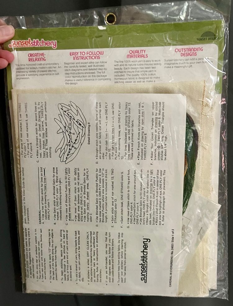 Vtg 1976 Stitchery Cardinal in Evergreens Embroidery Cross Stitch Kit 2402 NOS