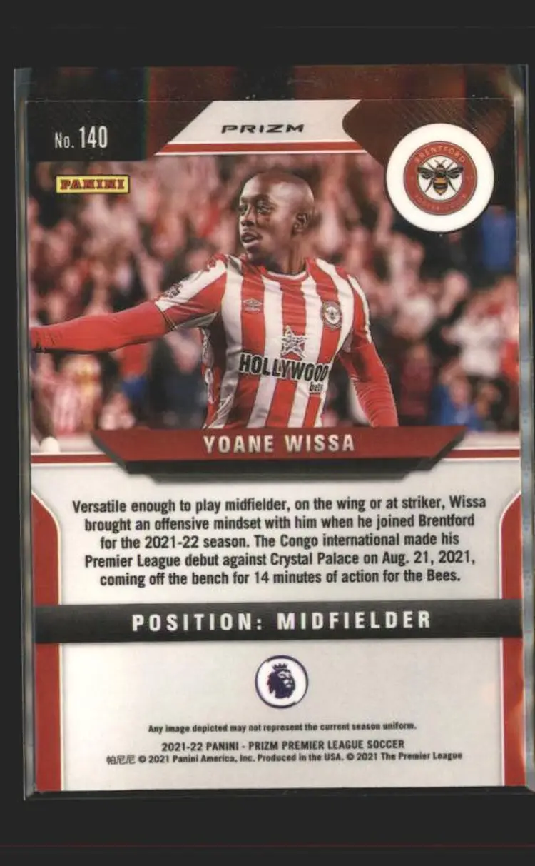 2021-22 Panini Prizm Premier League #140 Yoane Wissa Green Wave - ( 138 ) - Brentford