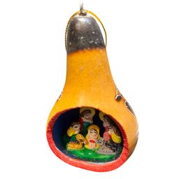 Hand Carved- Hand Painted- Nativity Gourd - Christmas Ornament - Turtle on Back