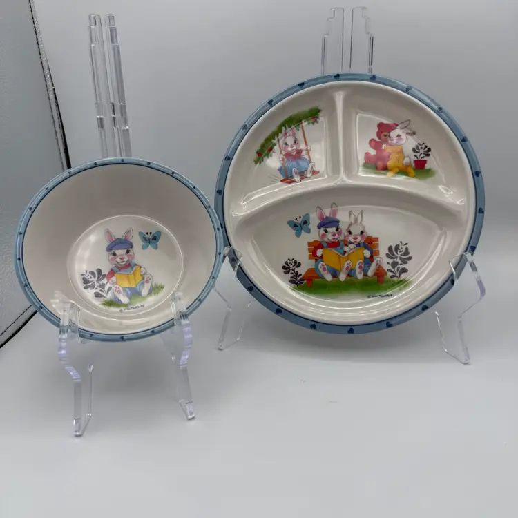 Vintage Melamine Children's Plate and Bowl