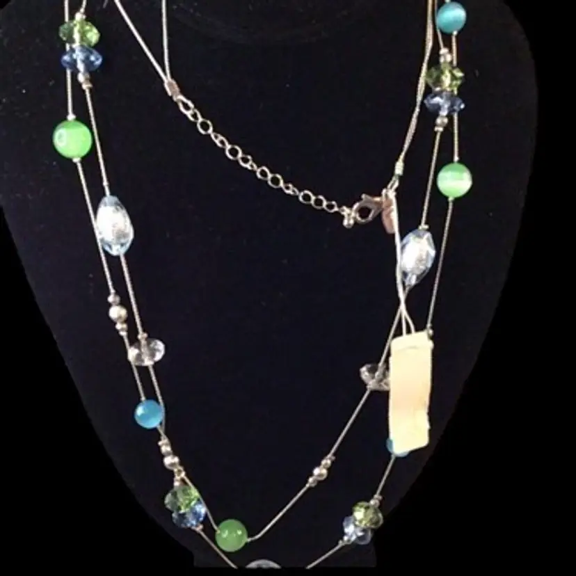 #01 New York & Company Floating Glass Bead Necklace NOS WT