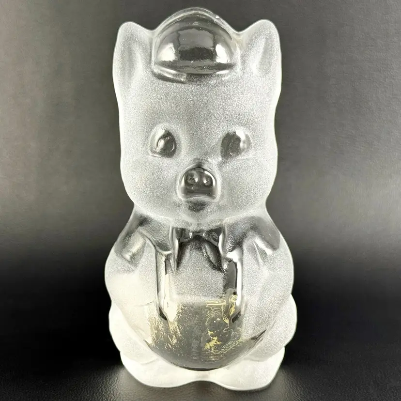Viking Glass 4.5" Disney's Porky Pig Frosted Paperweight or Bookend, Vintage Made in USA