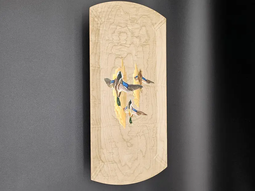 Vtg 1950s Hasko Haskelite Wooden Lap Tray Set Of 3 With Ducks Lithograph Design