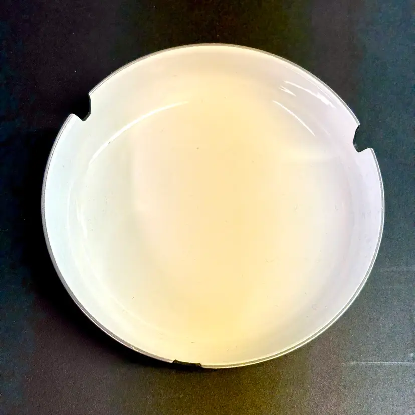 White Enamel Round Ashtray 5” Made in Norway