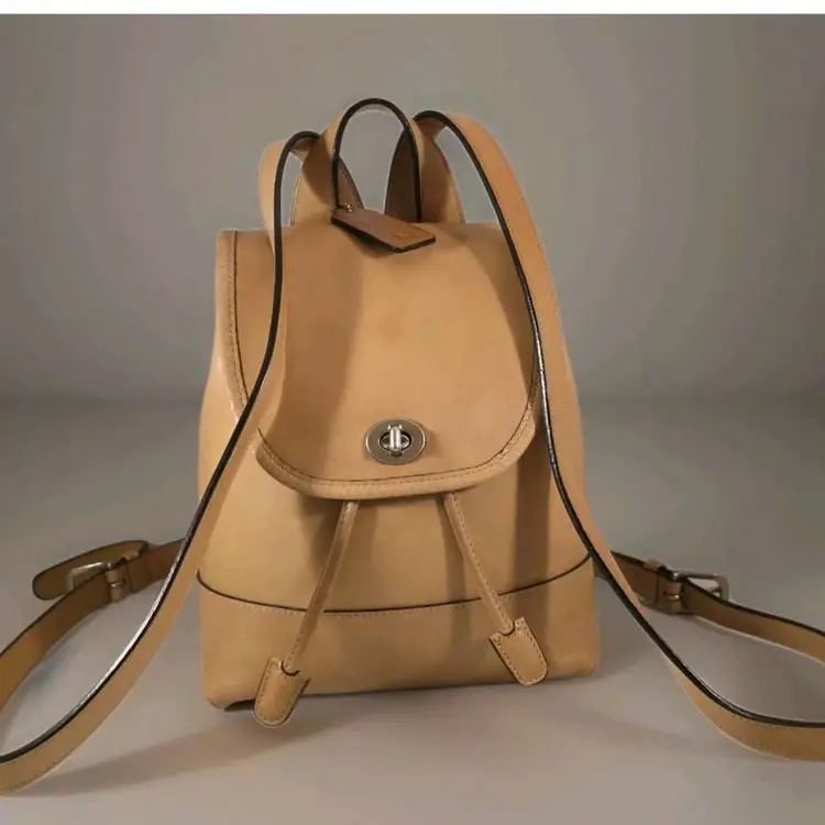 Coach Camel Tan Soft Leather Turnlock Daypack Mini Backpack Purse Bag