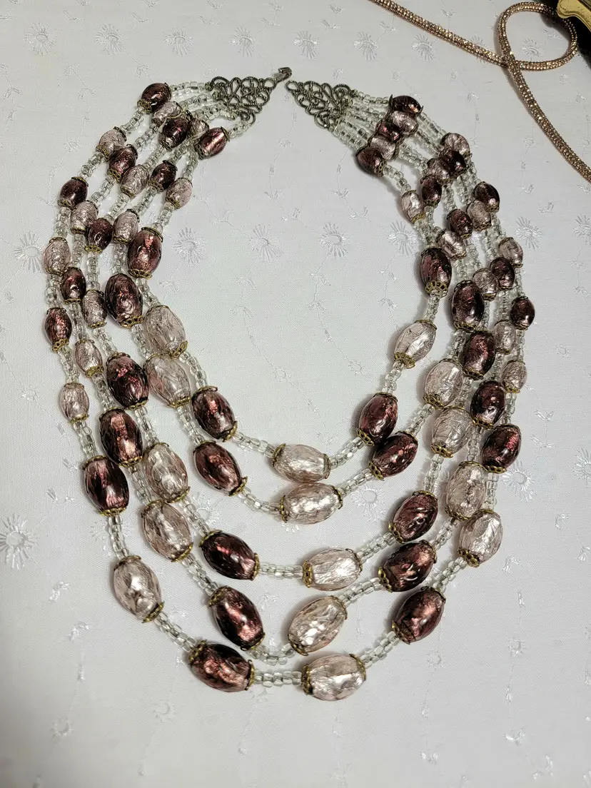 Gorgeous Venetian glass beaded 4 strand necklace