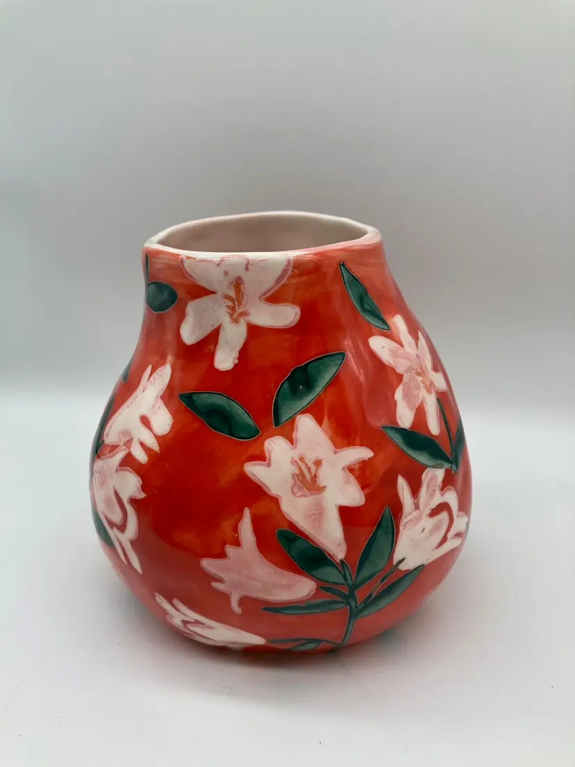Anthropologie Leah Reena Goren Floral Ceramic Decorative Vase