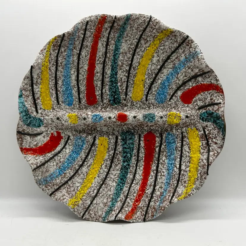 Vintage MCM Mid Century Large Italian Swirl Pottery Ashtray