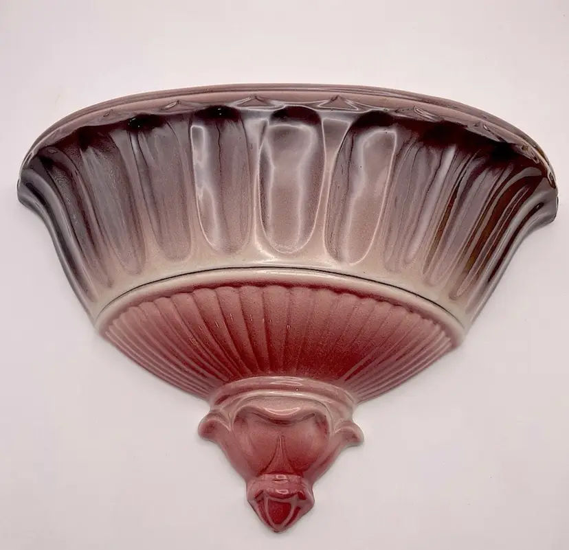 Los Angeles Pottery Wall Pocket Sconce - Pink & Deep Mauve/Brown xx600 - Mid Century California Pottery - Art Nouveau