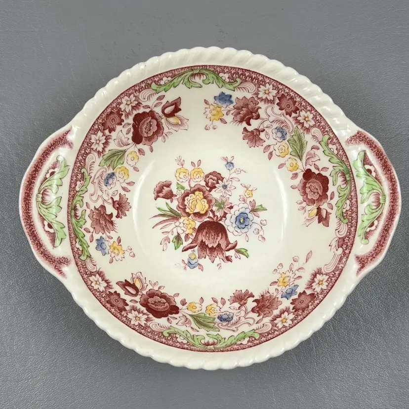 Vintage Johnson Bros Winchester England Handled Serving Bowl Dish Floral Flowers