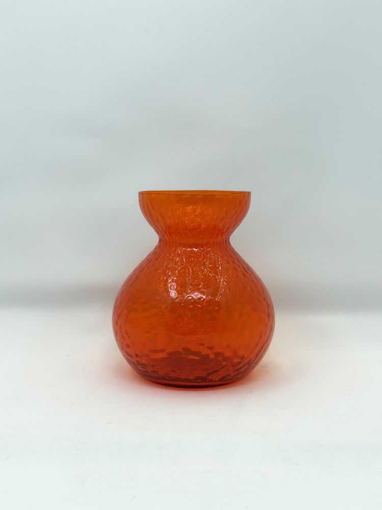 Orange Textured Glass Bulb Vase – Mid Century Scandinavian UV Reactive Accent