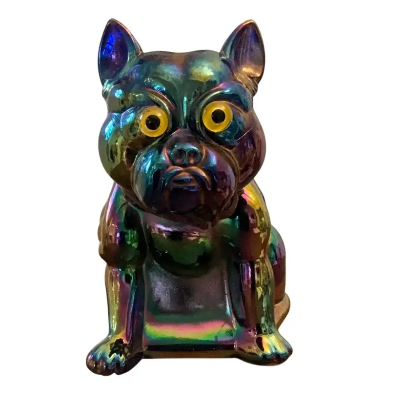 Rare Westmoreland Carnival Glass Bulldog Figurine 7”x 4 1/2”