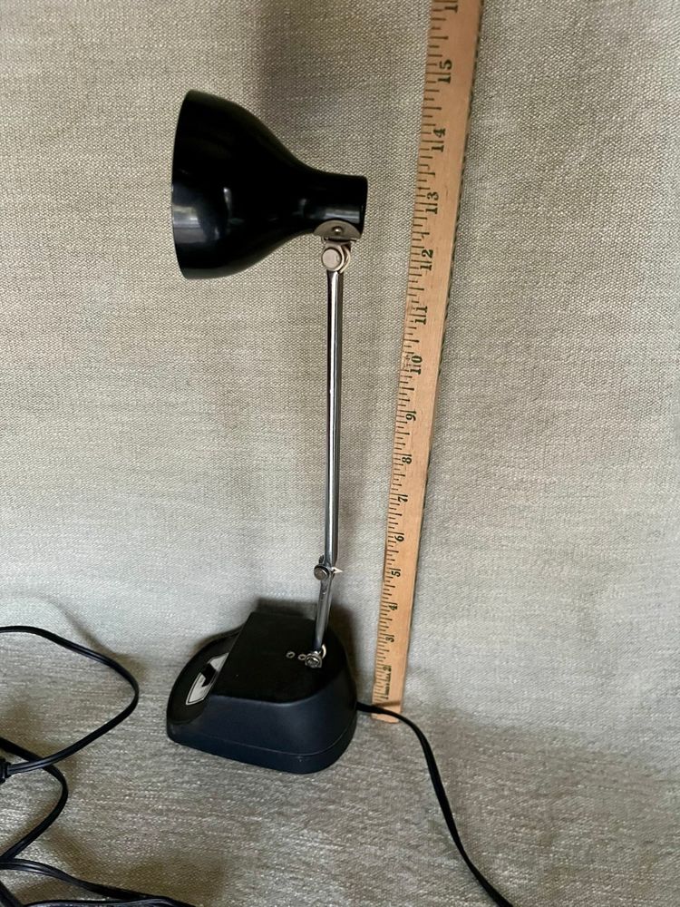 Vtg Black Metal Portable Flex Arm Desk Lamp MCM Lo High Model No. 28 Needs Bulb