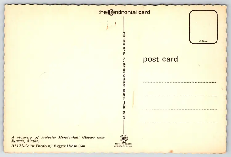 Postcard Closeup of Majestic Mendenhall Glacier Juneau Alaska Glaciology