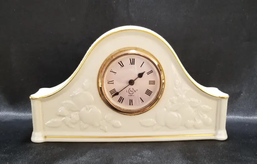 Vintage Lenox Porcelain Fruits of Life Mantle Clock