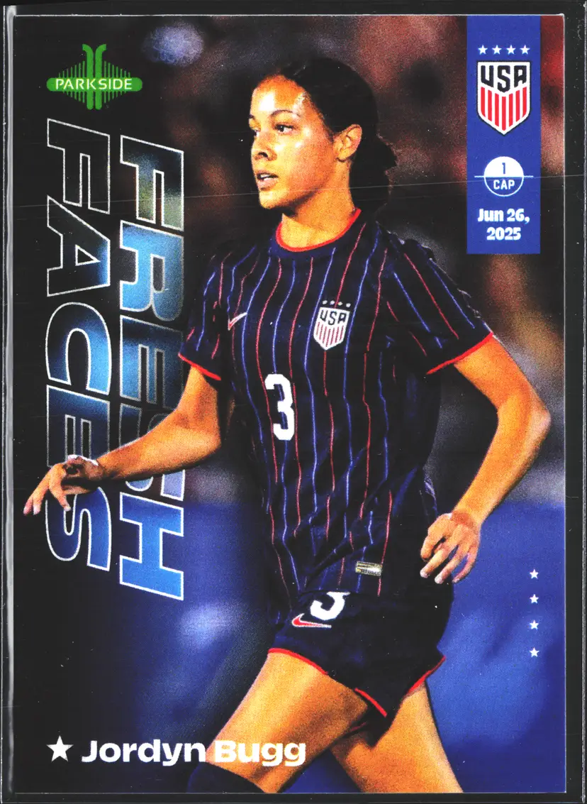 Jordyn Bugg 1st USWNT Soccer Card 2026 Parkside Fresh Faces Team USA Rookie RC