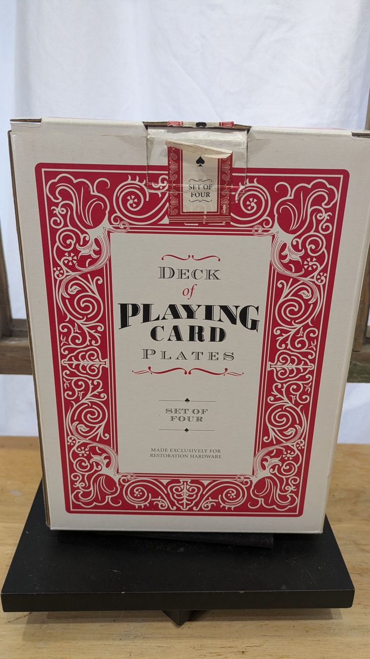 VTG 2004 RESTORATION HARDWARE DECK of PLAYING CARD PLATES, SET of FOUR