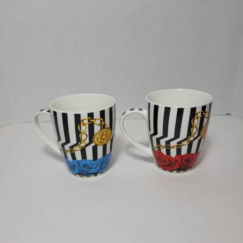 Avant Garde Set of Two Vintage Porcelain Mugs Pop Art