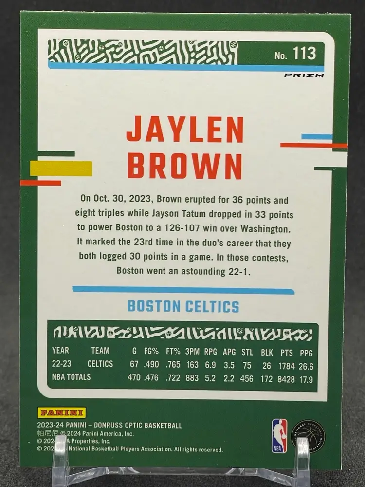 Jaylen Brown 2023-24 Optic #113 Purple Prizm