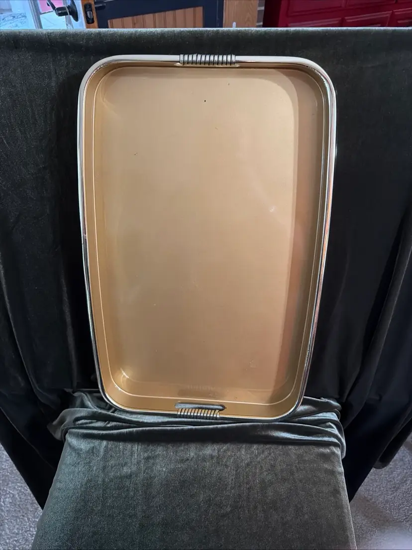 Vintage Gold George’s Briard Designs Lacquerware Tray ~18”x 12”