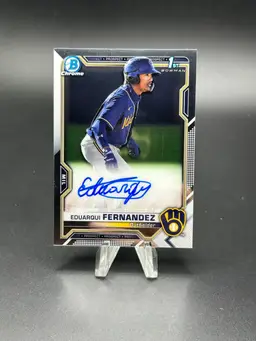 2021 Bowman Chrome Eduarqui Fernandez Auto 1st #CPA-EF Brewers