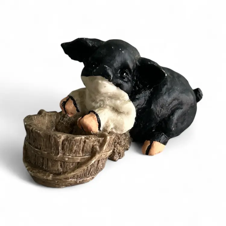 Two Vintage Pig Resin Figurines