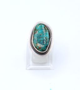 Blue Diamond Nevada Turquoise sterling silver size 8 ring 15.20g