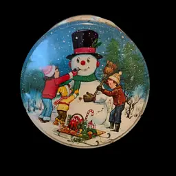 Snowman Round Metal Tin *AS Is* Has A Bend 8”x3”