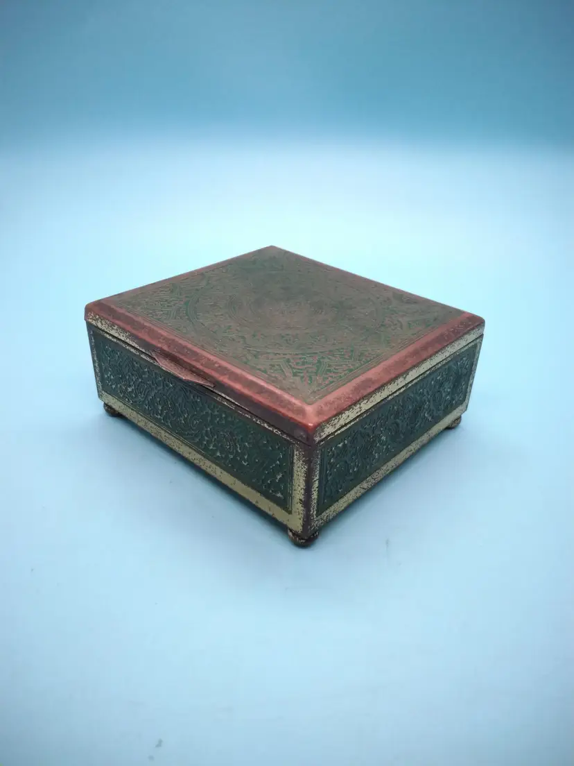 Vintage Cedar Lined Brass Box, With 18kg Chain And Family Tree Pendant